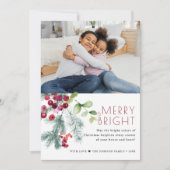 フェスティバルのクリスマスの緑の写真 シーズンカード (正面)