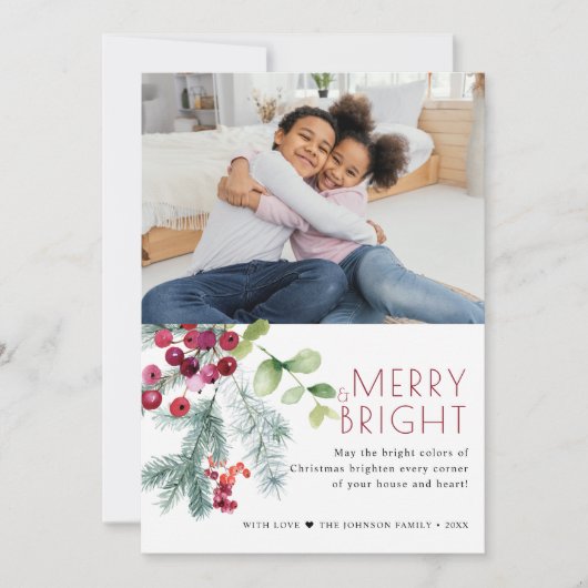 フェスティバルのクリスマスの緑の写真 シーズンカード (正面)