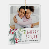 フェスティバルのクリスマスの緑の写真 セラミックオーナメント (右)