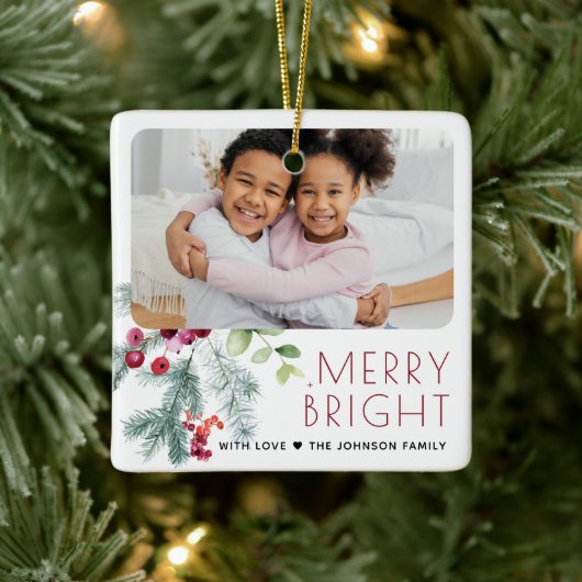 フェスティバルのクリスマスの緑の写真 セラミックオーナメント (ツリー)