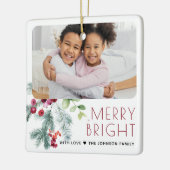 フェスティバルのクリスマスの緑の写真 セラミックオーナメント (左)