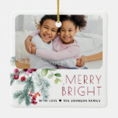 フェスティバルのクリスマスの緑の写真 セラミックオーナメント (裏面)