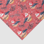フェスティバルのクリスマスの鳥と葉のパターン 薄葉紙 (詳細)