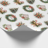 フェスティバルのクリスマスイメージを白に ラッピングペーパー (角)