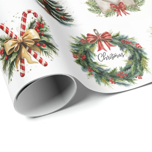 フェスティバルのクリスマスイメージを白に ラッピングペーパー (ロールコーナー)