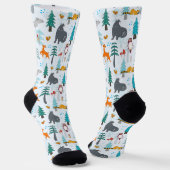 フェスティバルのクリスマスウッドランドの動物のタイル模様 ソックス (傾斜あり)