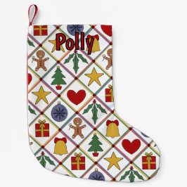 フェスティバルのクリスマスカラフル記号 スモールクリスマスストッキング