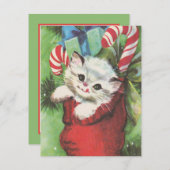 フェスティバルのクリスマスキャッツのレトロヴィンテージ シーズンカード (正面/裏面)