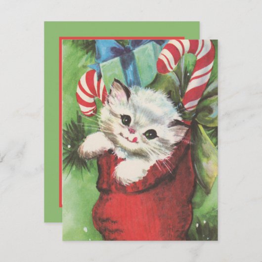 フェスティバルのクリスマスキャッツのレトロヴィンテージ シーズンカード (正面/裏面)