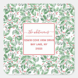 フェスティバルのクリスマスグリーンパーソナライズされたリー住所 スクエアシール