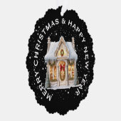 フェスティバルのクリスマスショーウパーソナライズされたンド オーナメントカード (右)