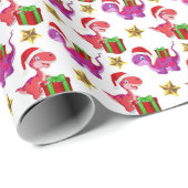 フェスティバルのクリスマスタイルの恐竜のパターン ラッピングペーパー (ロールコーナー)