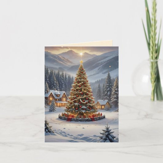 フェスティバルのクリスマスツリーの山村 シーズンカード (正面)