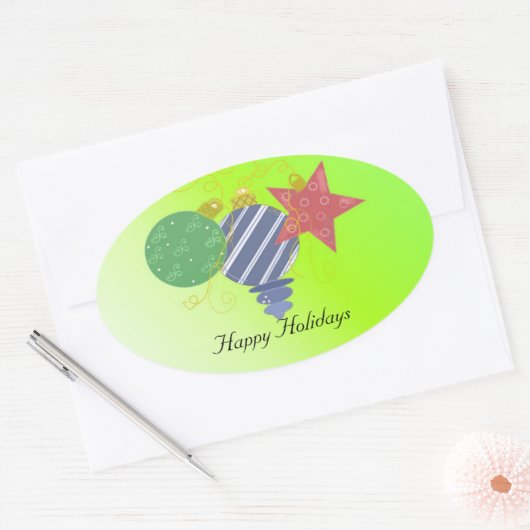 フェスティバルのクリスマスデコレーション 楕円形シール (封筒)