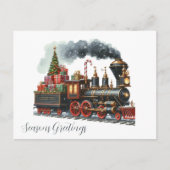 フェスティバルのクリスマストレインにメッセージを追加 シーズンポストカード (正面)