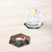 フェスティバルのクリスマスハットにゴリラBiddy ペーパーコースター (インサイチュ)