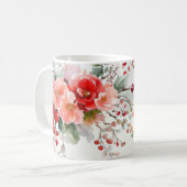 フェスティバルのクリスマスパターン(バウブルと花) コーヒーマグカップ (正面左)