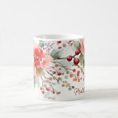 フェスティバルのクリスマスパターン(バウブルと花) コーヒーマグカップ (中央)