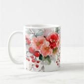 フェスティバルのクリスマスパターン(バウブルと花) コーヒーマグカップ (左)