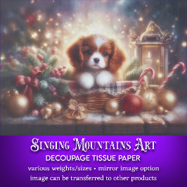 フェスティバルのクリスマスパピーのバスケットのデコパージュ 薄葉紙