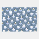 フェスティバルのクリスマスペンギンとクマのタイル ラッピングペーパーシート (正面2)