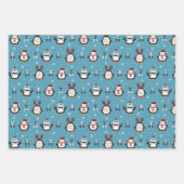 フェスティバルのクリスマスペンギンとクマのタイル ラッピングペーパーシート (正面)