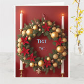 フェスティバルのクリスマスリースとキャンドル装飾 カード (黄色い花)