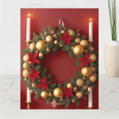 フェスティバルのクリスマスリースとキャンドル装飾 カード (裏面)