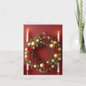 フェスティバルのクリスマスリースとキャンドル装飾 シーズンカード (裏面)