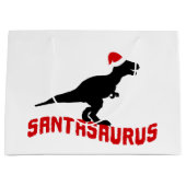 フェスティバルのクリスマス恐竜ワードアート ラージペーパーバッグ (正面)