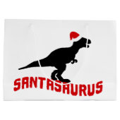 フェスティバルのクリスマス恐竜ワードアート ラージペーパーバッグ (裏面)