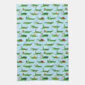 フェスティバルのクロコダイズのクリスマスコスチュームパターン キッチンタオル (縦)