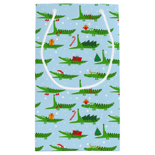 フェスティバルのクロコダイズのクリスマスコスチュームパターン スモールペーパーバッグ (裏面)