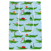 フェスティバルのクロコダイズのクリスマスコスチュームパターン ミディアムペーパーバッグ (裏面)