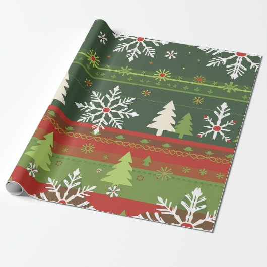 フェスティバルのストライプ休日と木 ラッピングペーパー (アンロールド)