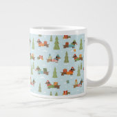 フェスティバルのダックスシャンドの雪のパターン ジャンボコーヒーマグカップ (右)