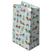 フェスティバルのダックスシャンドの雪のパターン スモールペーパーバッグ (裏面アングル)
