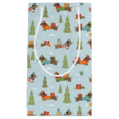 フェスティバルのダックスシャンドの雪のパターン スモールペーパーバッグ (正面)