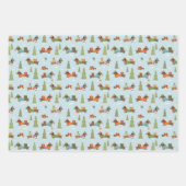 フェスティバルのダックスシャンドの雪のパターン ラッピングペーパーシート (正面2)