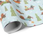 フェスティバルのダックスシャンドの雪のパターン ラッピングペーパー (ロールコーナー)