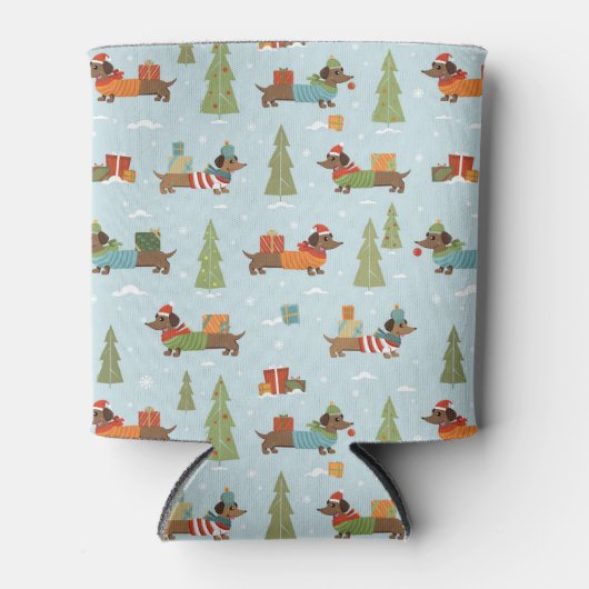 フェスティバルのダックスシャンドの雪のパターン 缶クーラー (正面)