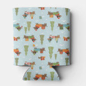 フェスティバルのダックスシャンドの雪のパターン 缶クーラー (裏面)