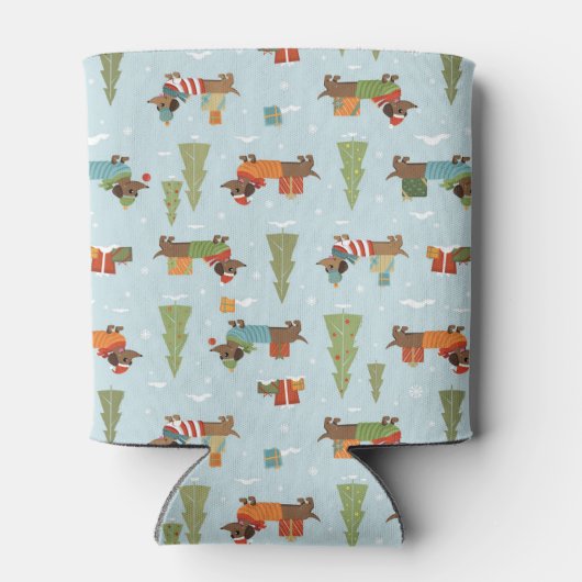 フェスティバルのダックスシャンドの雪のパターン 缶クーラー (裏面)