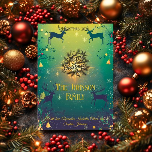 フェスティバルのトナカイのシーンカスタムと家族の挨拶 招待状