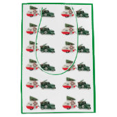 フェスティバルのトラックとキャンピングクリスマスレッドとグリーン ミディアムペーパーバッグ (正面)