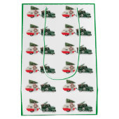 フェスティバルのトラックとキャンピングクリスマスレッドとグリーン ミディアムペーパーバッグ (裏面)