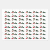 フェスティバルのトラックとキャンピングクリスマスレッドとグリーン ラッピングペーパーシート (正面3)