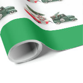 フェスティバルのトラックとキャンピングクリスマスレッドとグリーン ラッピングペーパー (ロールコーナー)