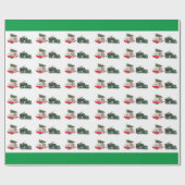 フェスティバルのトラックとキャンピングクリスマスレッドとグリーン ラッピングペーパー (フラット)