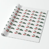 フェスティバルのトラックとキャンピングクリスマスレッドとグリーン ラッピングペーパー (アンロールド)